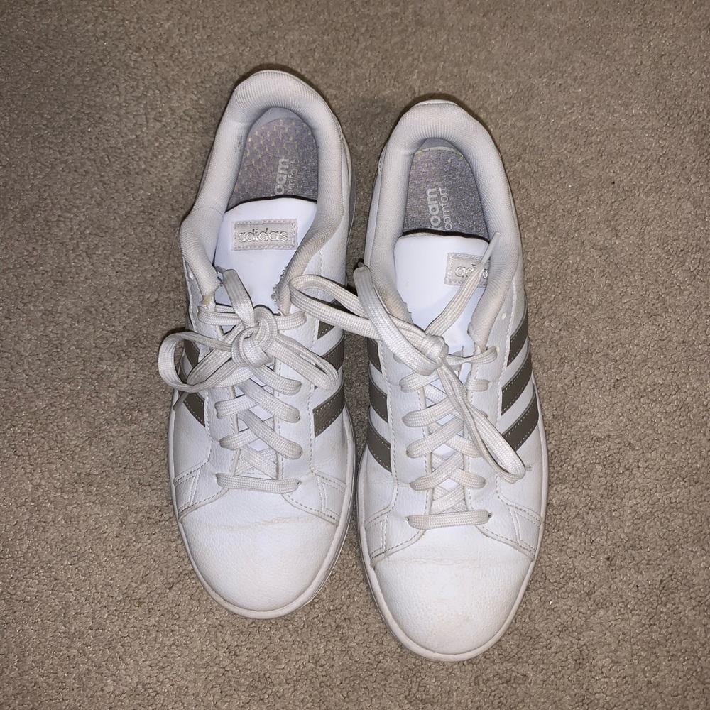 Adidas superstars gray stripes women’s size 11